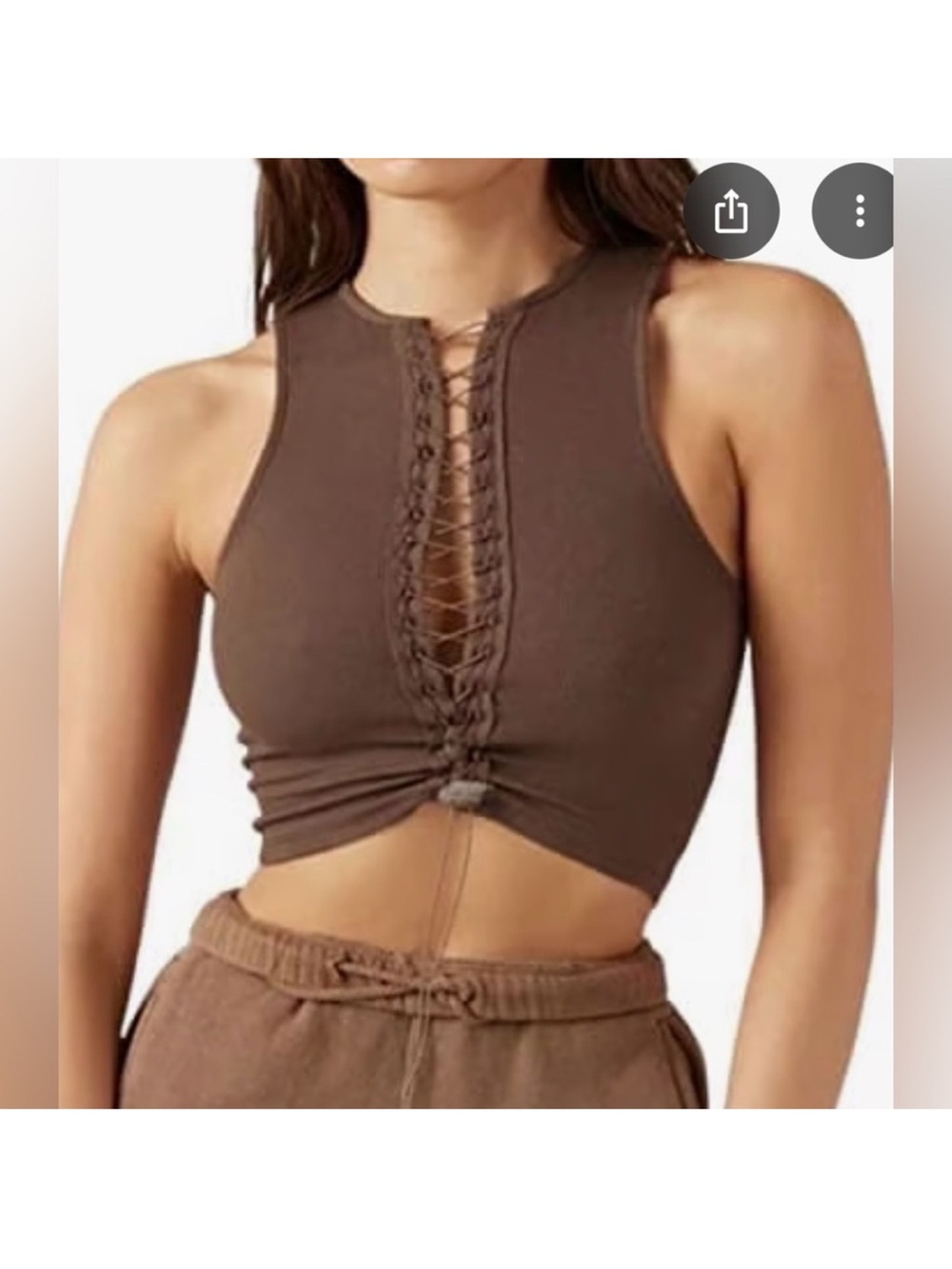 ♡ Joah Brown Lace Up Tank